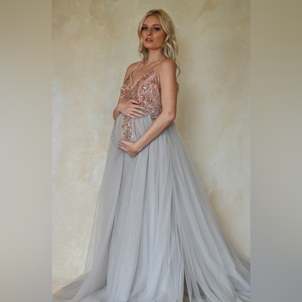 Grey & Pink Maternity Gown